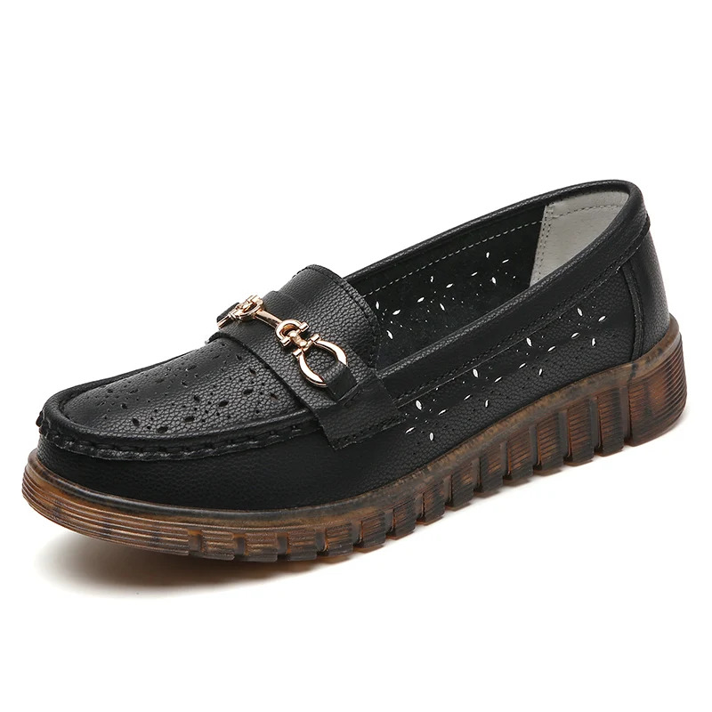 NEWWomen'S Leather New Leisure Sports Light Breathable Non-Slip Spring And Summer Large Size Single Shoes Loafer Women'S Shoes