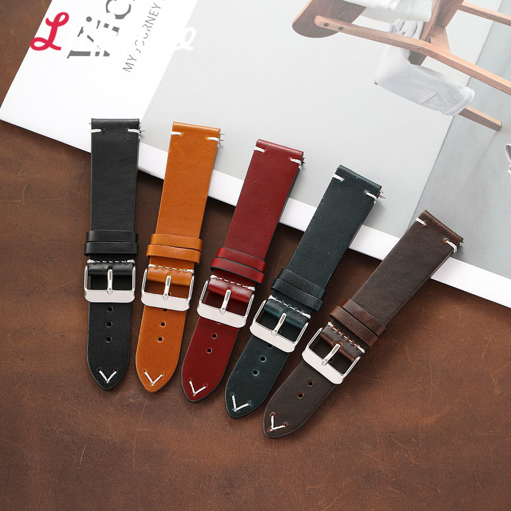 Premium Oil Wax Leather Watch Strap for Men Quick Release Design 18mm 19mm 20mm 21mm 22mm Universal Watchbands