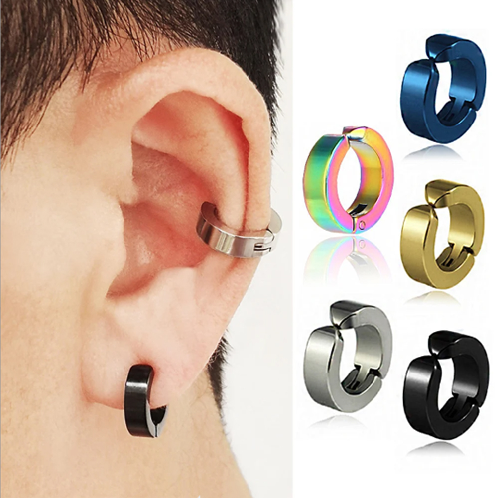 1 Pairs Fashionable, Simple, and Personalized Stainless Steel Ear Bone Clip with Fake Earrings for MEN'S Daily Wearing
