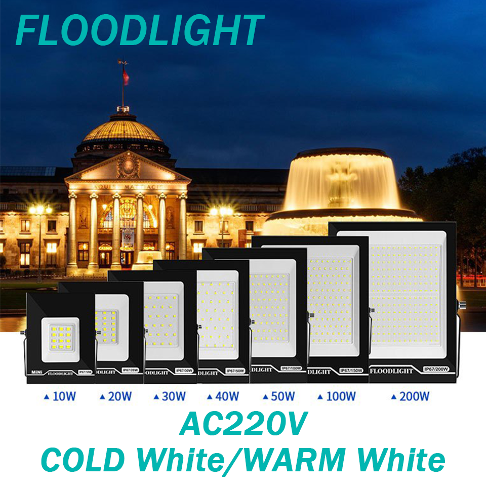 LED Flood Light Spotlight AC220V 100W 50W IP67 Waterproof Flood light led LED Black Shell For Garden Street Gate Wall Floodlight