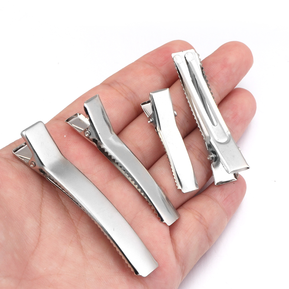 20pcs 35/48/60mm Double Prong Metal Duckbill Hair Clip Rhodium Blank Hairpin Base For DIY Girls Hair Clips Accessories
