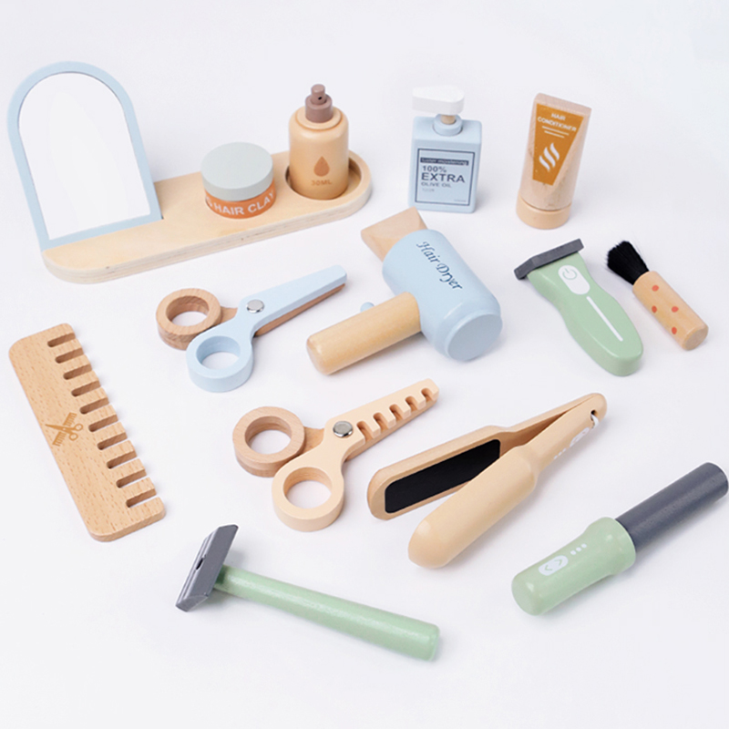 Girls Beauty Salon Set Kids Hair Beauty Makeup Set Simulation Hair Dryer Fashion Styling Tool Fun Game wooden toys