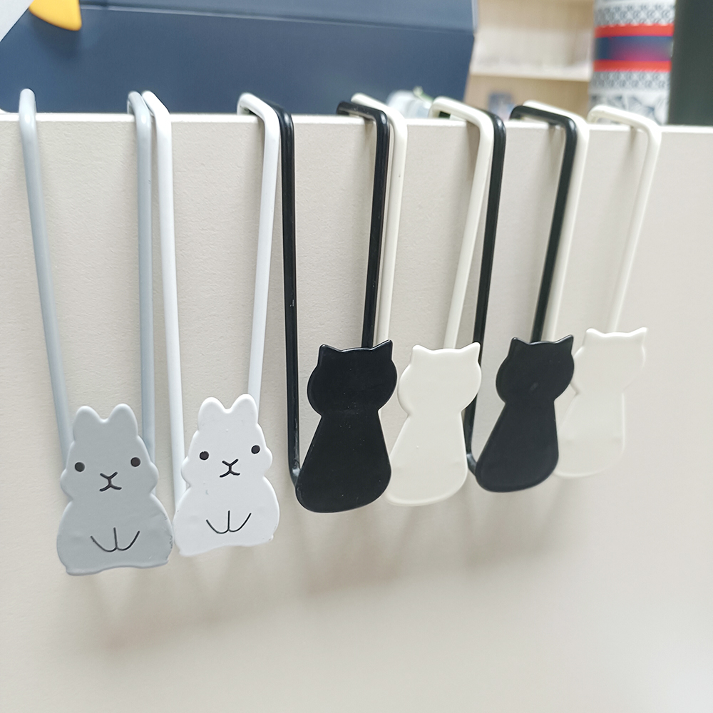 2PCS Cute Metal Door Rear Hook Iron Nail-Free Stick-Free Small Hook Coat Bathroom Cabinet Clothes Creative Black Cat Hook