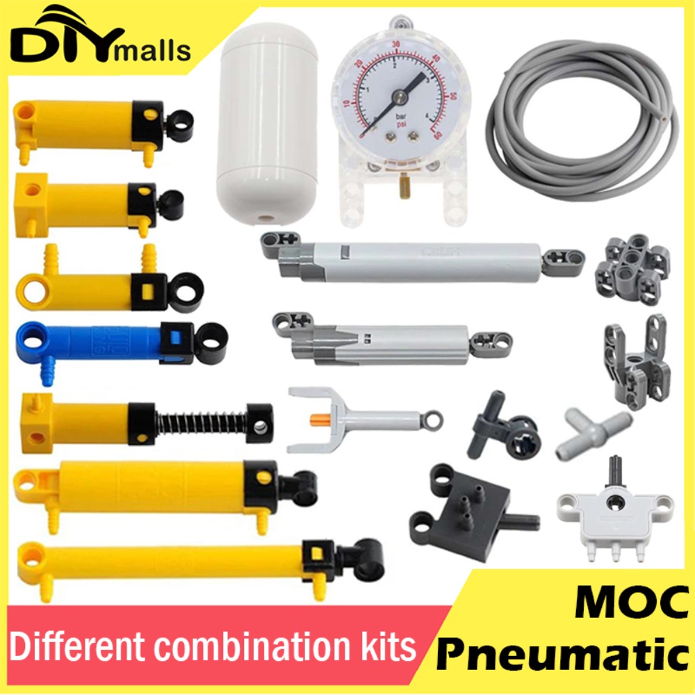 MOC Technical Hose Air Pump Tank Push Rod Putter Switch Piston Pneumatic Parts Compatible With legoeds 9641 42043 47225 61904
