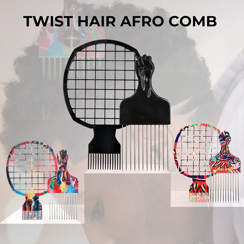 1/2pcs Afro Curly Hair Net Comb Stainless Steel Pick Hair Fork Comb Double Headed Twist Hair Comb Black Men Hairstyles Tools Set