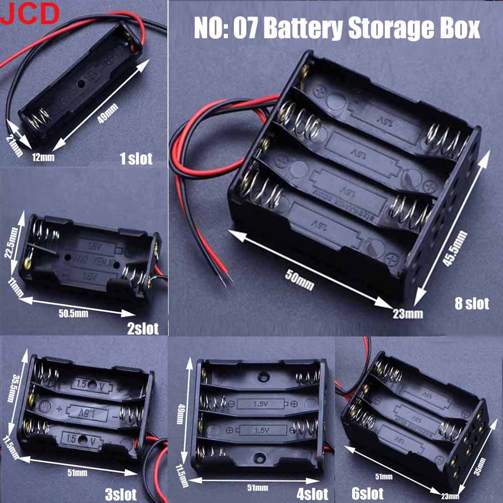 JCD 1pc AAA No.7 Battery Storage Box Enclosure Bracket Leads With 7x1/2/3/4/6/8Slot Battery Box Standard Battery Charging Cradle