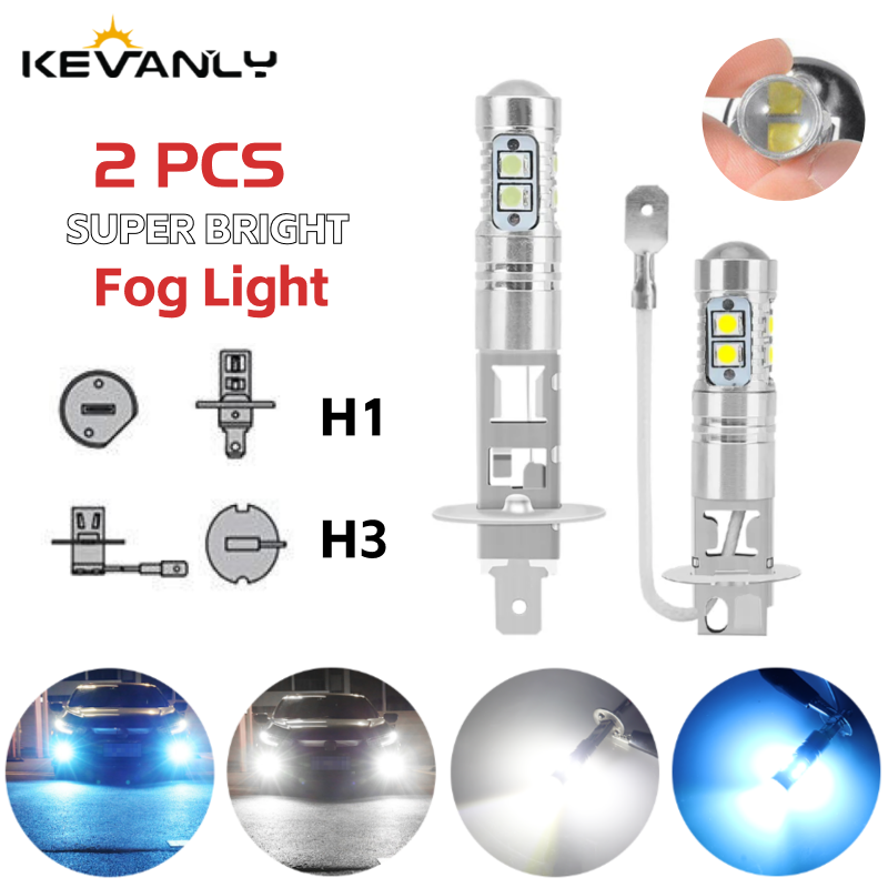 2Pcs H1 LED Auto Light h3 LED Front Rear CANBUS Super Bright Ice Blue Driving Lamp Bulb For Headlight Bulbs 12V light Fog Lamps