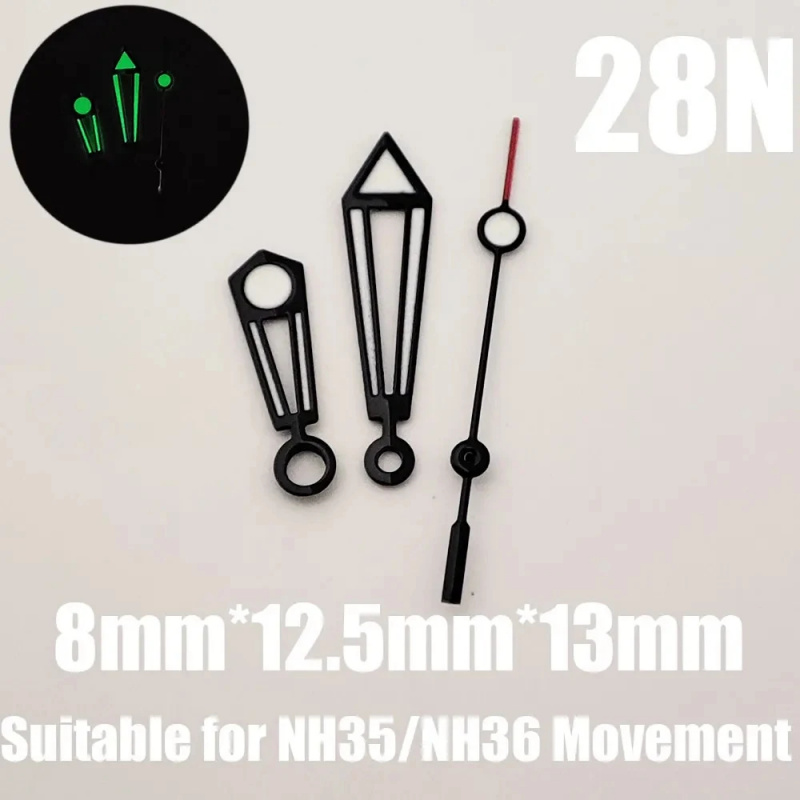 Silver black watch hands C3 green luminous Seamaster style suitable for NH34 NH35 NH36 automatic movement watch pointer