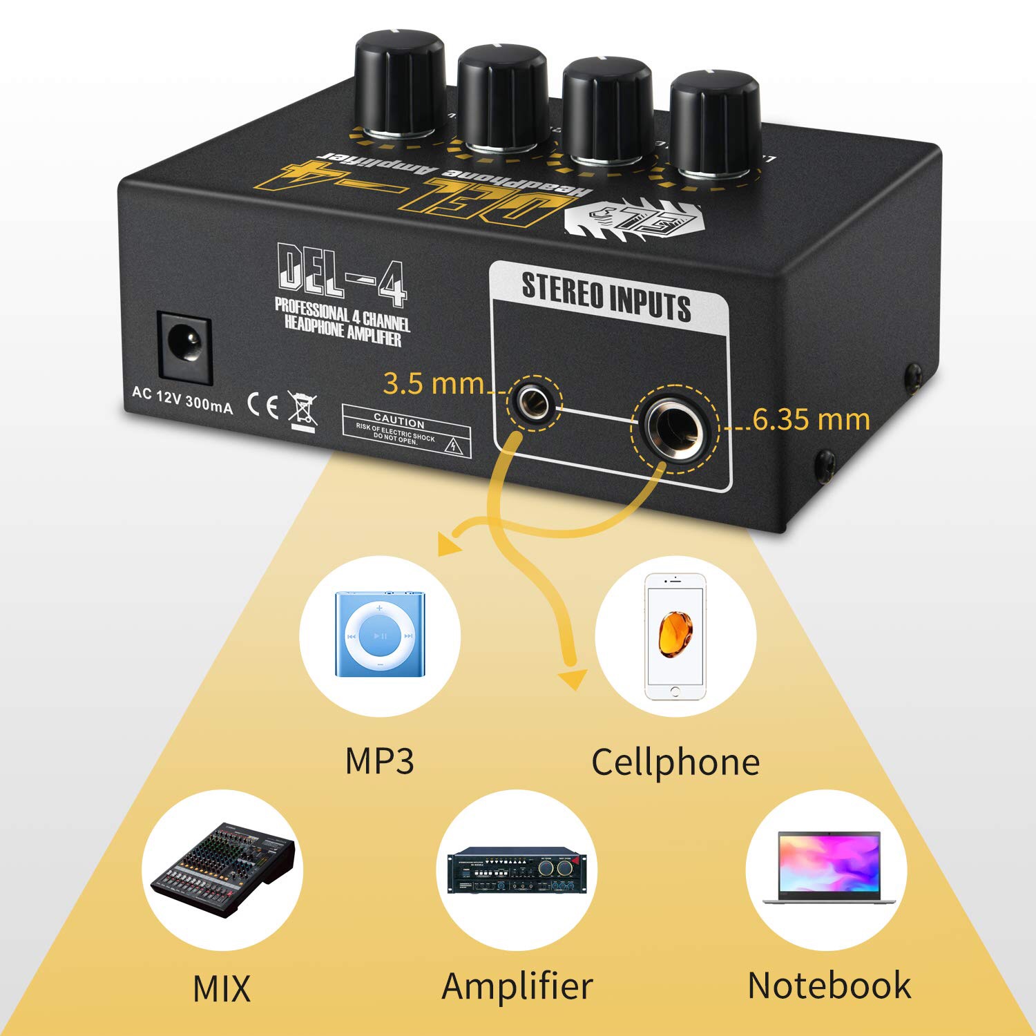 Donner DEL-4 Stereo Headphone Amplifier 4-Channel Amp