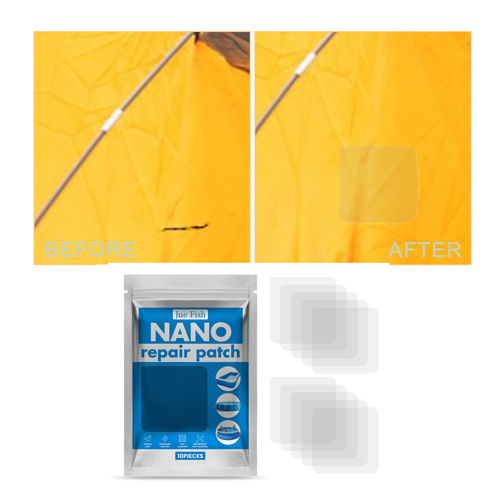 10 PCS Swimming Ring Repair Kit Self-adhesive Waterptoof Leak Repair Durable Inflatable Ring Repair Patch Kit
