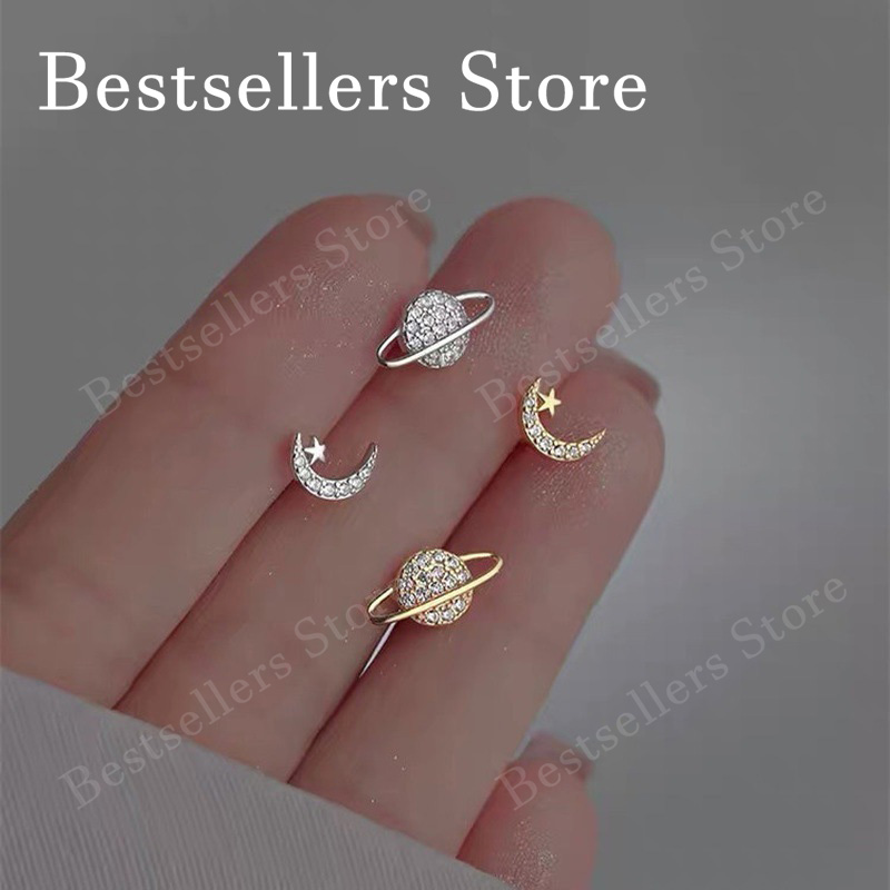 2026 New 925 Sterling Silver/Gold Star and Moon Zircon Earrings Fashion Women's Charm Birthday Party Jewelry
