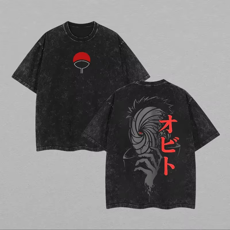 Minato T Shirt Naruto Hokage Legacy Vintage Acid Wash Streetwear Oversized Retro Anime Graphic Men Tees Cotton Top Clothing