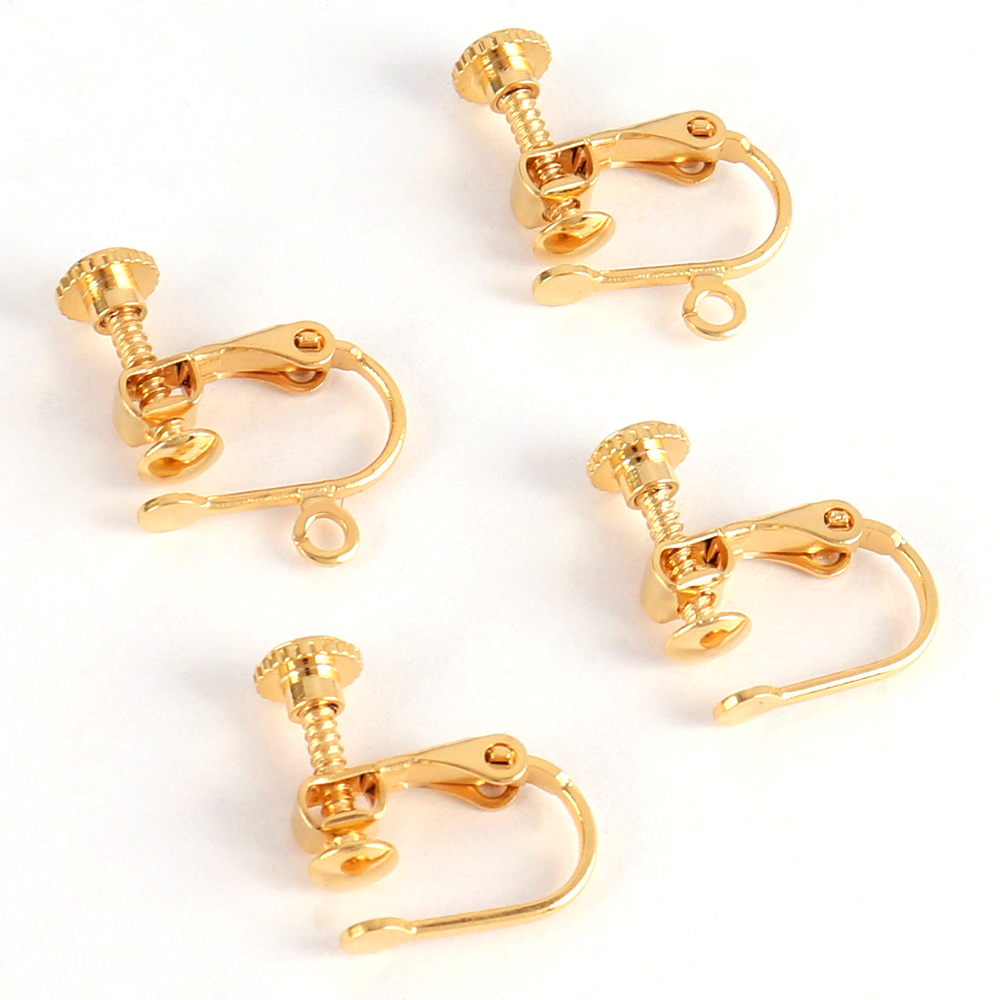 10pcs Stainless Steel Adjustable Flat Head U Screw Clip Earrings Base No Pierced Clip Back Clip on Earring Converter Accessories