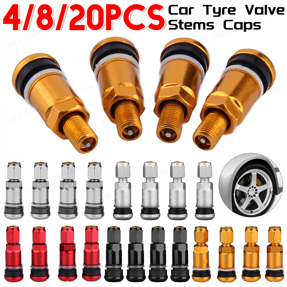 4Pcs Aluminum Alloy Car Tubeless Wheel Tyre Valve Durable Professional Car Tire Accessories Stem Round Bottom Hex Cap Car