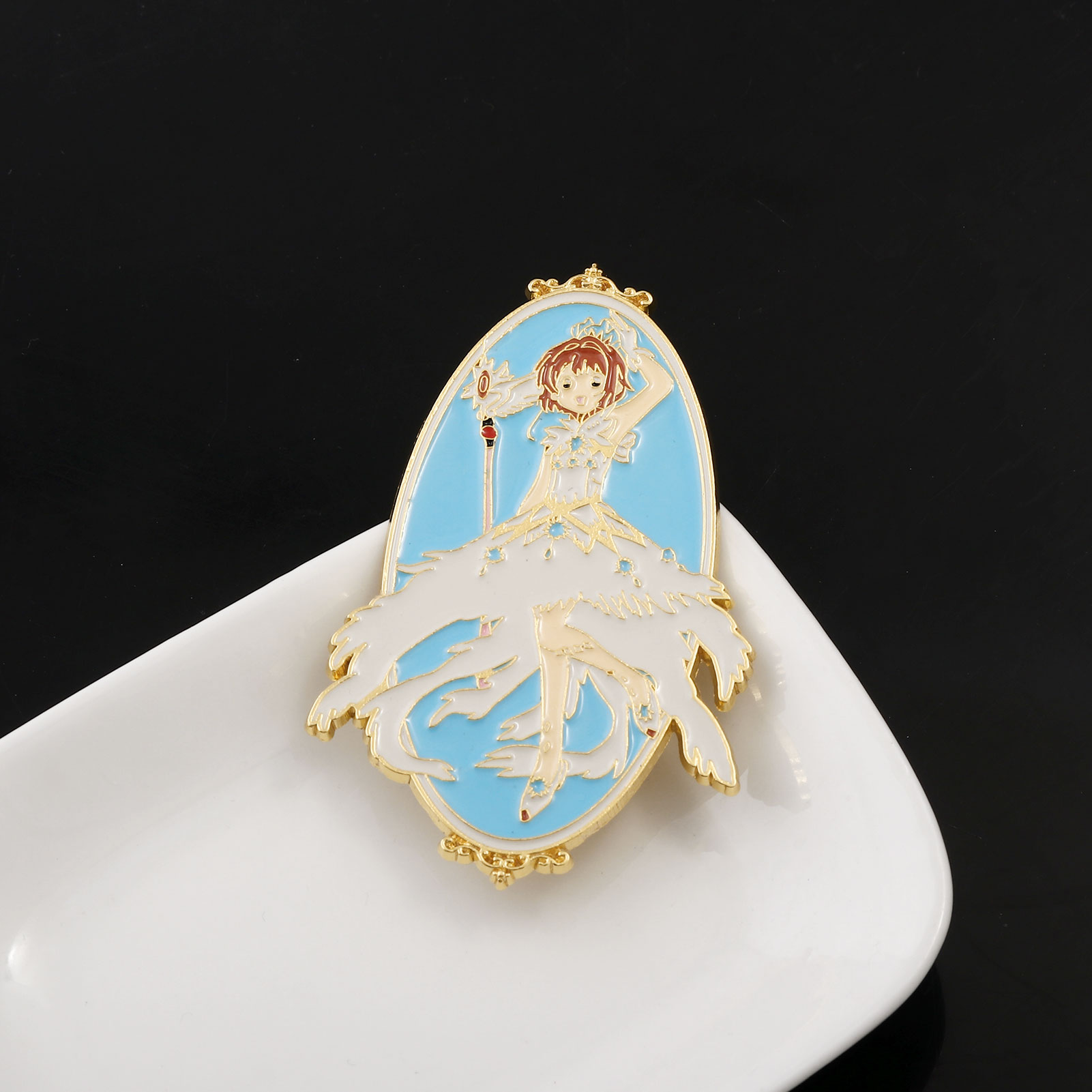 Cardcaptor Anime Sakura Brooch Cute Cartoon Magical Girl Enamel Pin Fan-made Badeg for Clothes Hat Bag Jewelry Girls