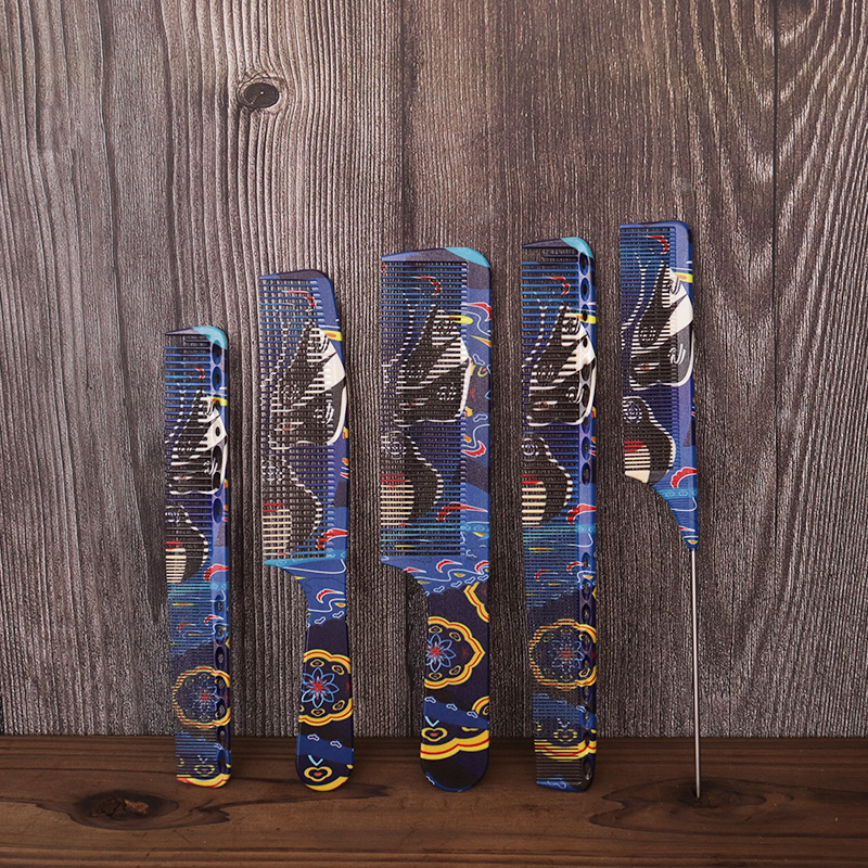 1pcs Chinese style printed hair salon senior hairstylist haircut comb pointed ponytail comb plastic hair cutting tool comb