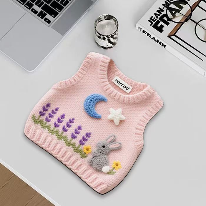 Cute Sweater Print Mouse Pad Kawaii Aesthetic DeskMat Coaster Non-Slip Cloth for Office Computer PC Laptop Decor for Girls Women