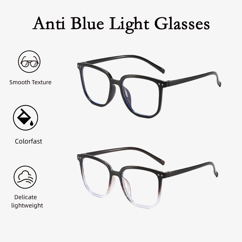 Classic Anti Blue Light Glasses Ultra Light Portable Women Eyeglasses High Quality Big Square Frame for Graduated and Worker