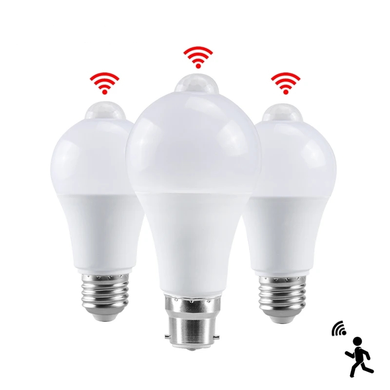 12W E27 LED Motion Sensor Bulb LED Lamp PIR Sensor Light B22 Infrared Radiation Motion Detector Lamp Spotlights For Home
