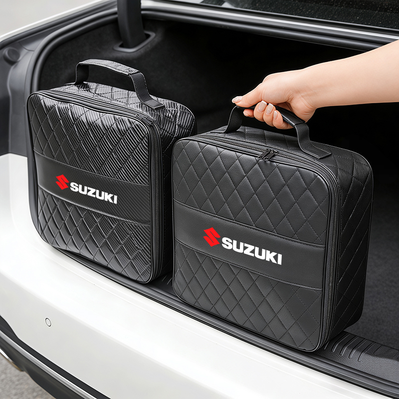 Car Trunk Leather Storage Bag NEV EV Charging Organizer Box For Suzuki Swift Vitara Baleno Jimny Samurai SX4 Ignis Alto Splash