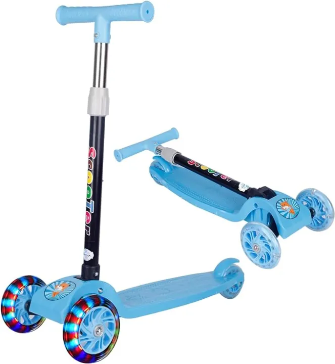 Folding 3 Wheel Scooter For Kids Toddler Scooter With LED Light Up Wheels Adjustable Height & Best Gifts For Kids