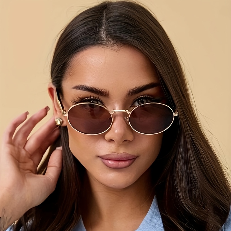 Protective Glasses 1pcs/2pcs Alloy Oval Sunglasses Women Fashion Gradient Shade Sun Glasses Outdoor sports Cycling Eyeglasses