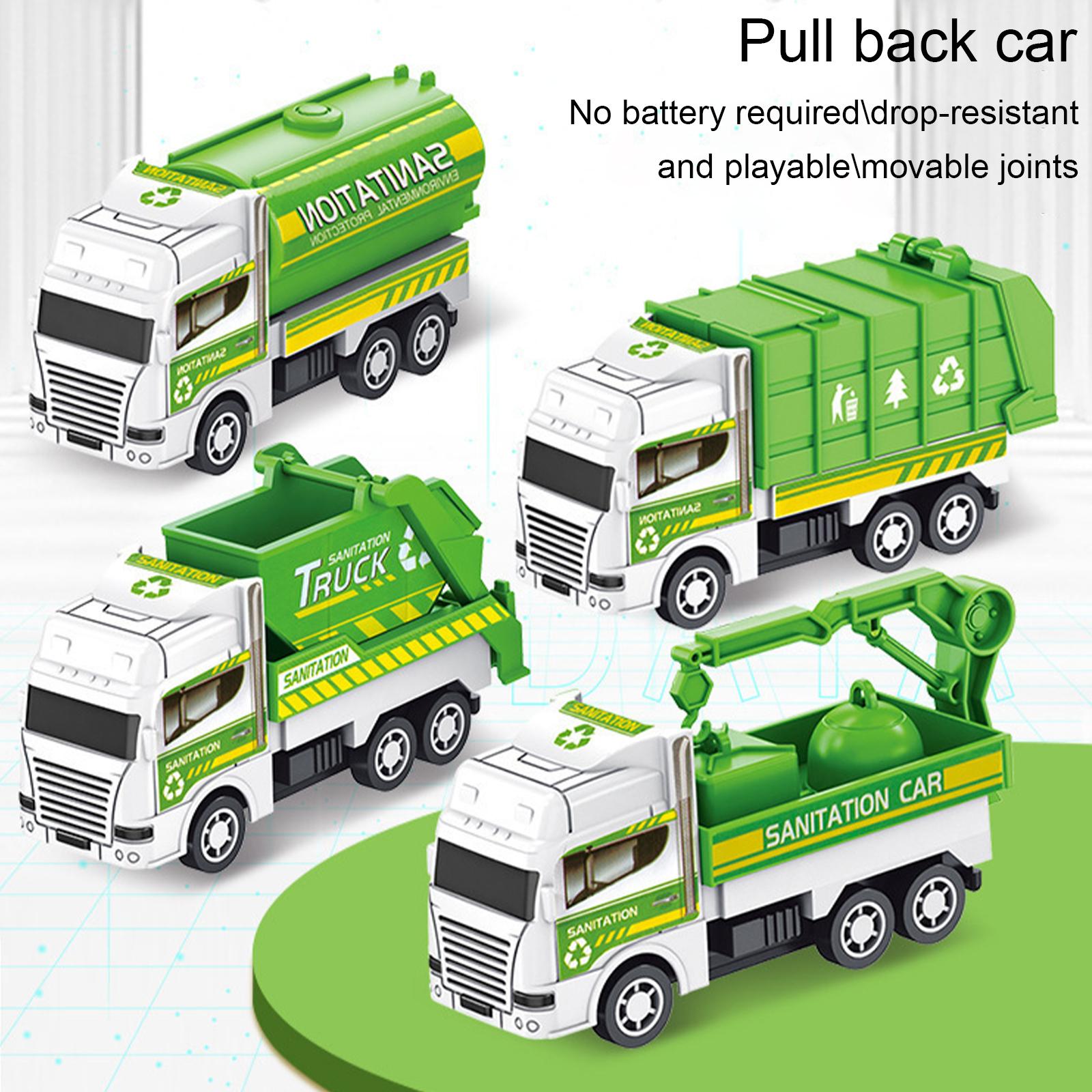 1Pcs Mini Inertial Pull Back Engineering Car Garbage Truck Model Toy Engineering Vehicle Model Mini Cars Kid Gift
