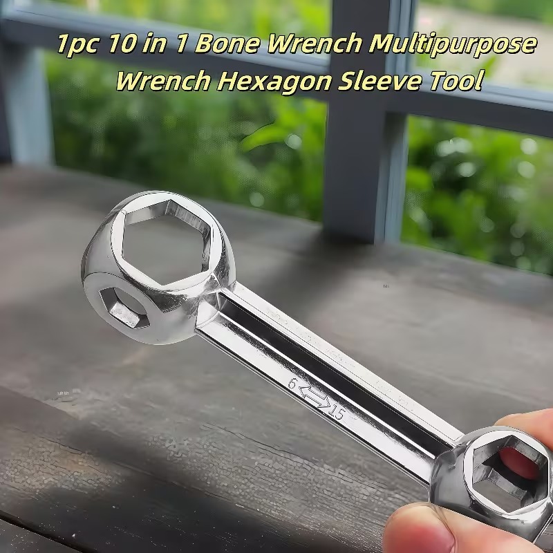 1pc Ten-In-One Heavy-Duty Multi-Function Wrench -Compatible with 10 Specifications of Repair Tool,Portable Metal Mechanical Tool