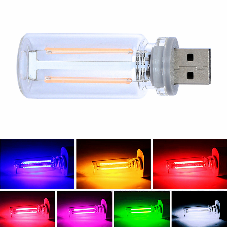 5V USB Ambient Light LED Filament Glass Bulb Touch Dimming Retro Edison Night Light for Car Home Room Festival Decoration