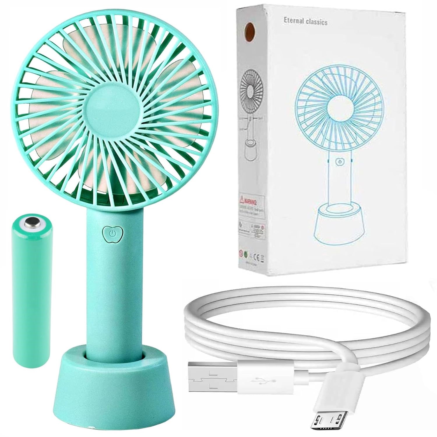 3 Speed Mini Fan - Lithium Rechargeable battery With Stand By PG Store