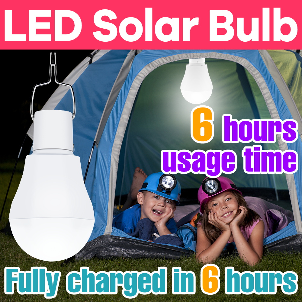 15W LED Solar Bulb Outdoor Ultra Bright Portable Bulbs Waterproof Spotlight Garden Courtyard Corridor Camping Fill Lighting