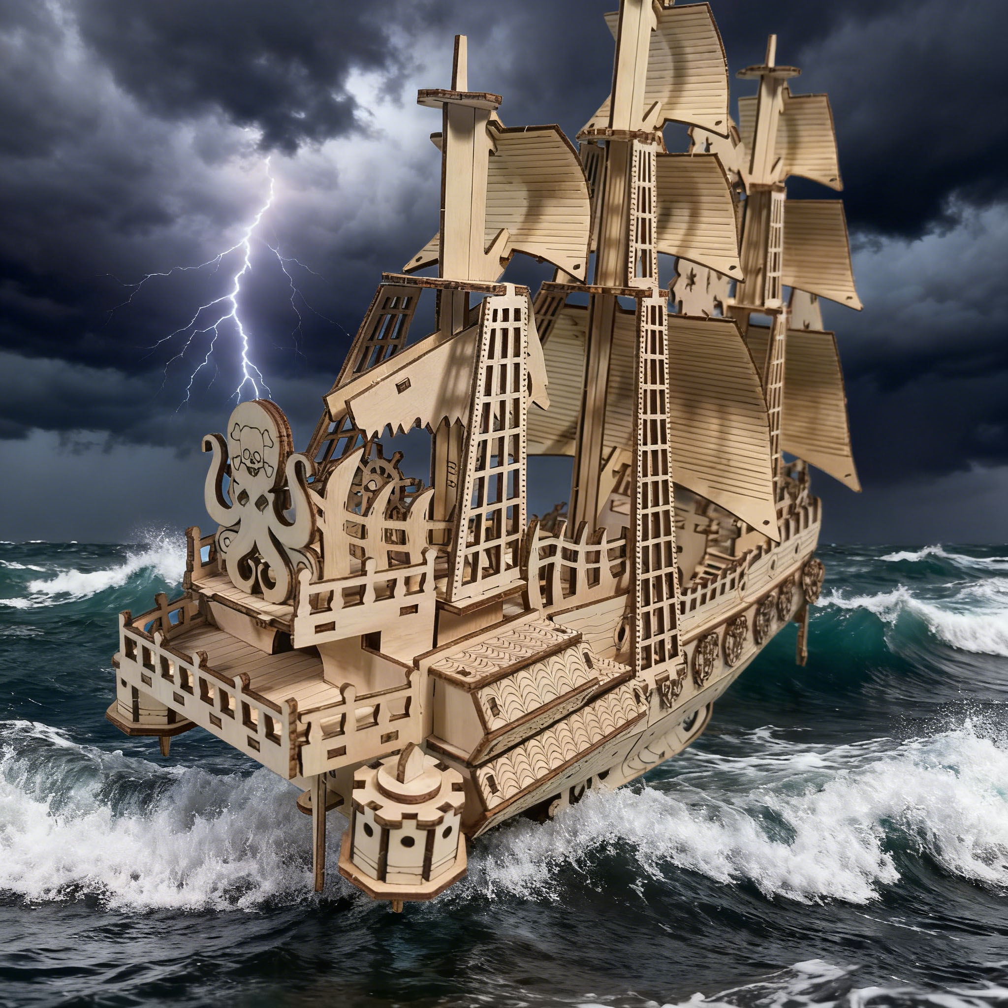 Dutchman Ship 3D Wooden Puzzle Model The Perfect Festive for Halloween, , Valentine's Day and Birthdays
