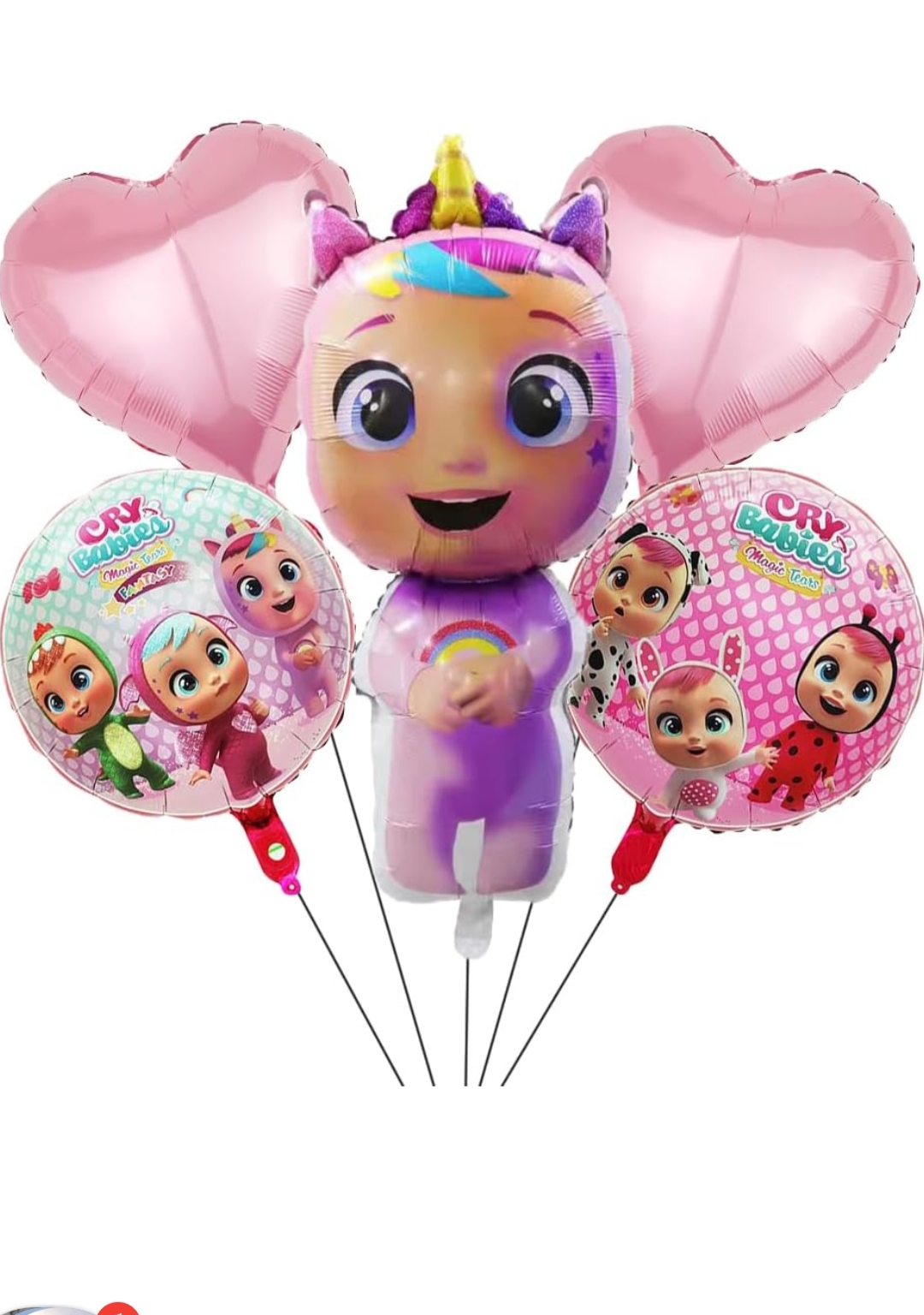 Balloon 5 Pieces Cartoon Party Balloons Crying Doll Themed Party Decorations Pink Character Foil Balloon for Kids Birthday Party Supplies Baby Shower Decorations Girls
