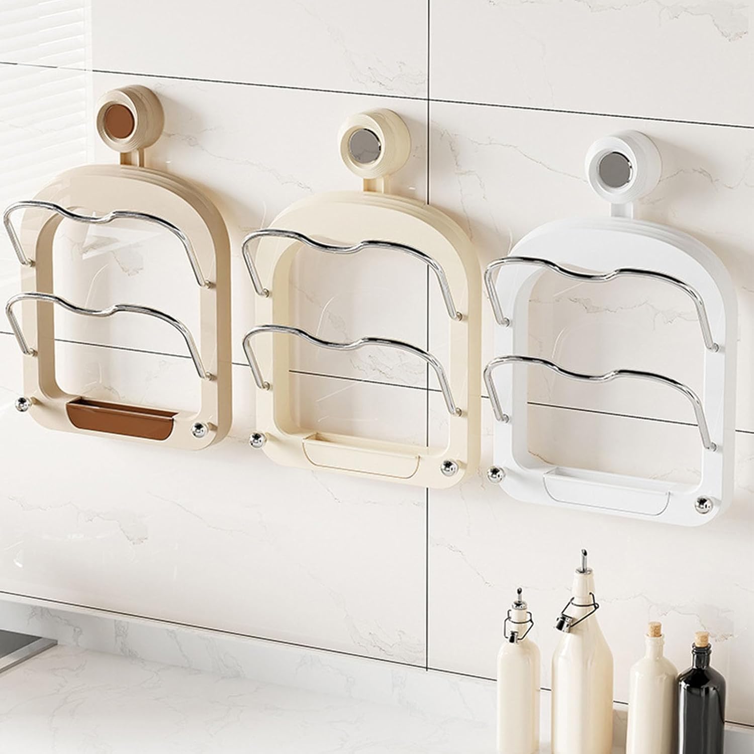Kitchen Pot Lid Organizer No Drilling-Wall Mounted Strong Suction Cup Rack Space Saving Multifunctional Storage for Pot Lids 1pc