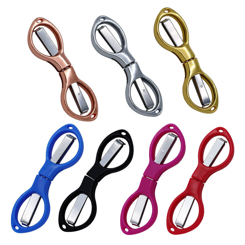 1PCS Folding Scissors Rainbow Colored Sharp Polishing Blade Ergonomic Design Portable Travel Stainless Steel Fishing Scissors