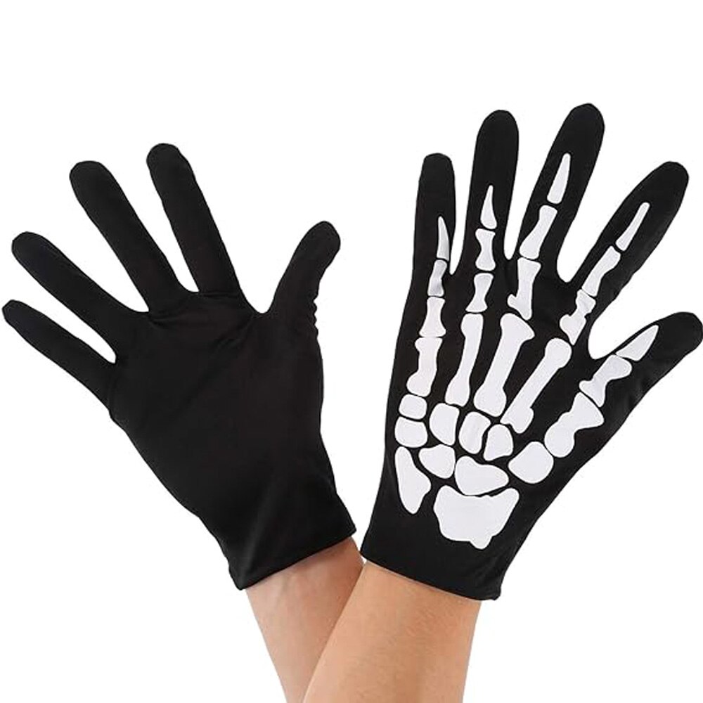 Halloween Skull Gloves Lightweight Half Finger Skeleton Cycling Gloves Costume Cosplay Equipment Accessories for Men Women