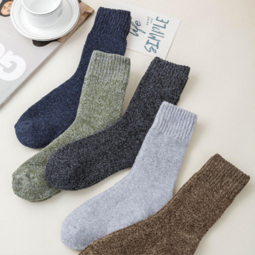 5 Pairs Winter Warm Men's Socks Wool Male Women's Socks Super Thick Solid Socks Merino Wool Socks Against Cold Snow Terry Socks