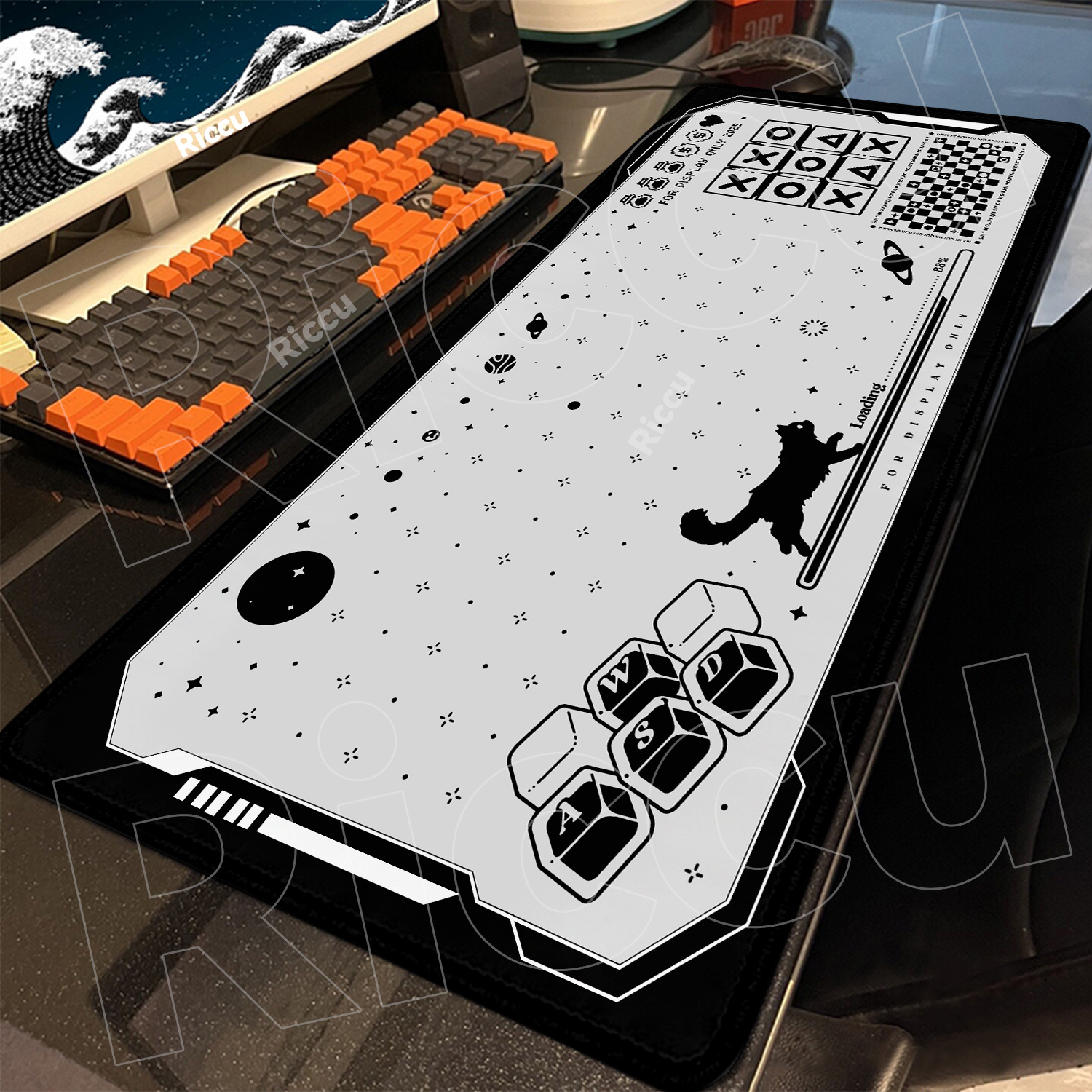 New Kawaii Game Cat Mouse Pad Xxl Anti-slip Planet Black & White Keyboard Expansion Pad Large PC Gaming Office Gamer Accessories