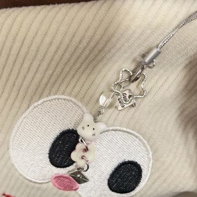 Ins Style Cute Rabbit Phone Charm with Flower & Star Pendant, Kawaii Beaded Anti-lost Lanyard, Universal Bag & Keychain Accessor