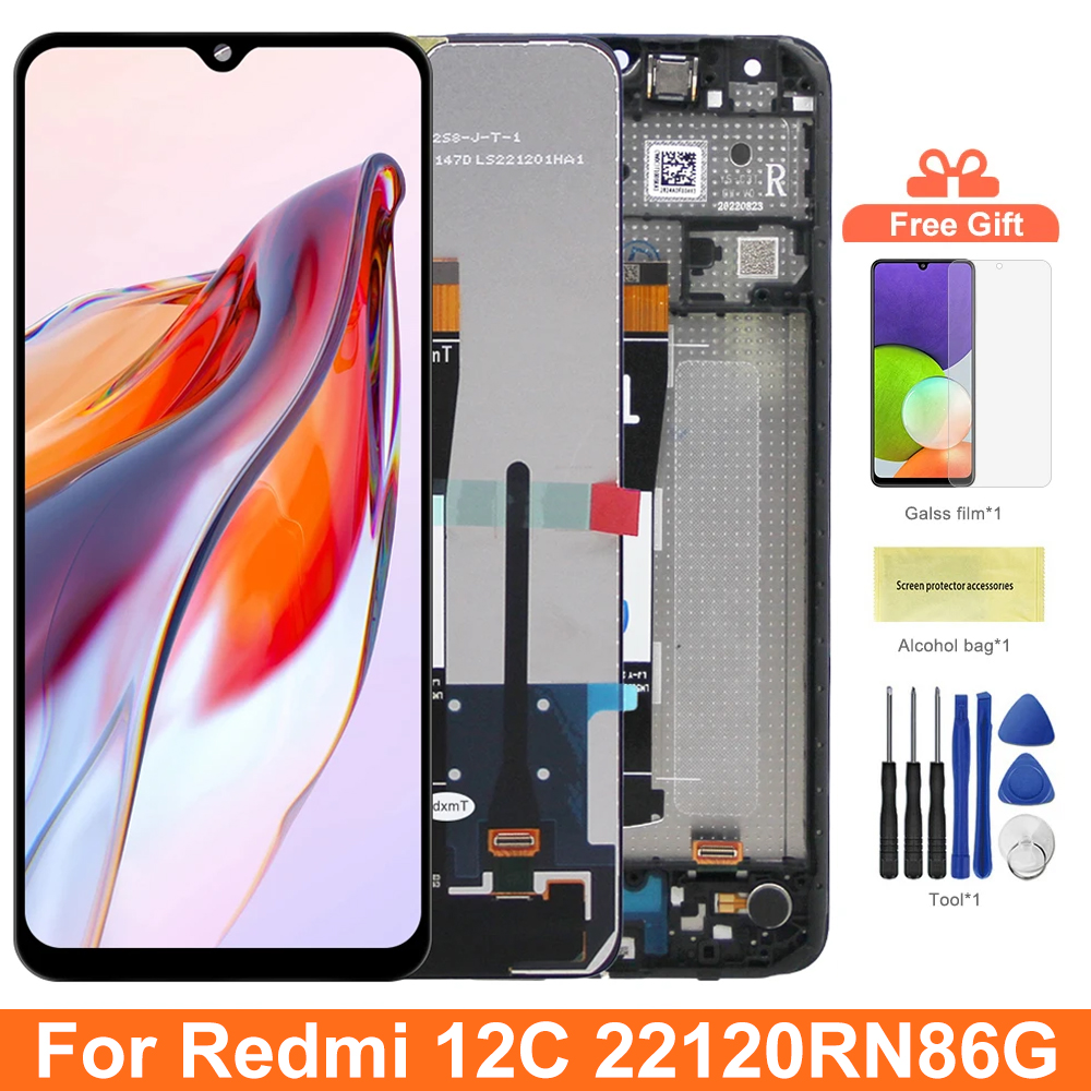 6.71" Redmi 12C Screen , for Xiaomi Redmi 12C 22120RN86G Lcd Display Digital Touch Screen with Frame for Redmi 12C Replacement