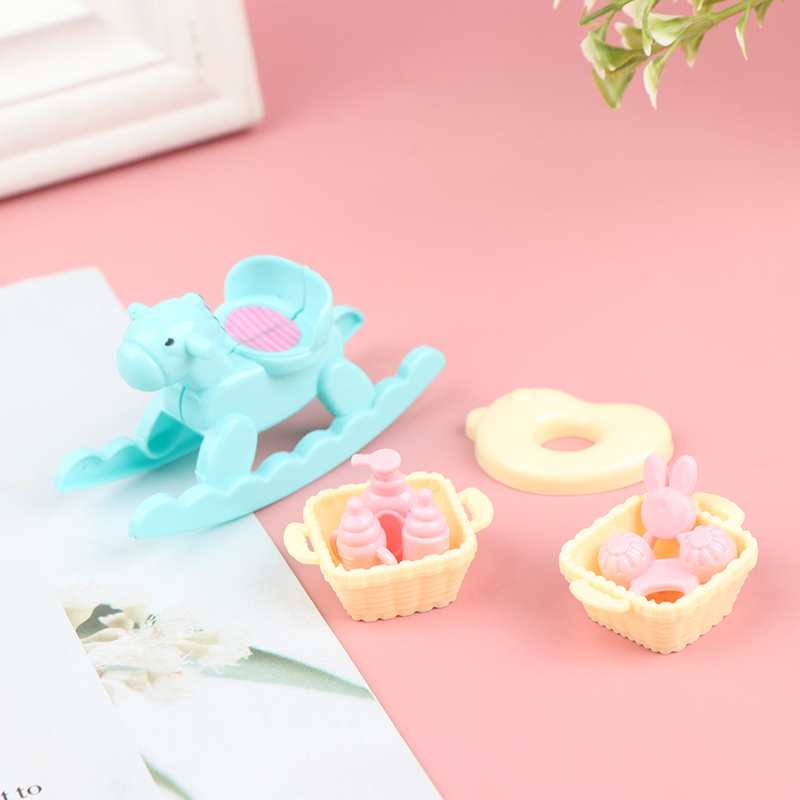 1:6 Mini Small Plastic Rocking Horse Model Balance Horse Doll House Decoration Pretend Play House Toy Child Kid Girl
