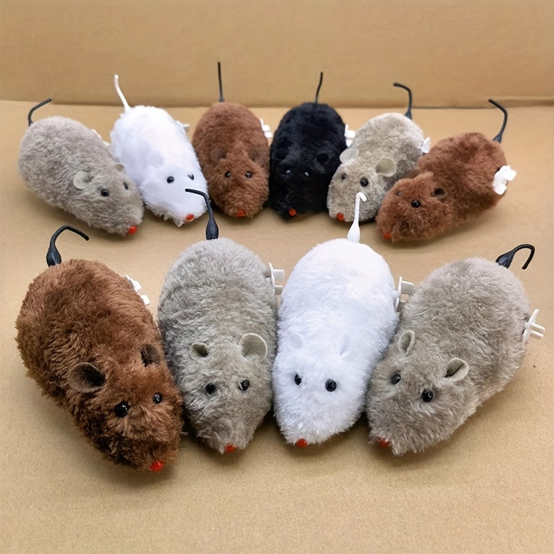 1/5pcs Fun and Interactive Plush Wind-Up Mouse Toy for Cats Dogs Mechanical Moving Animal Toy for Playtime and Pranks