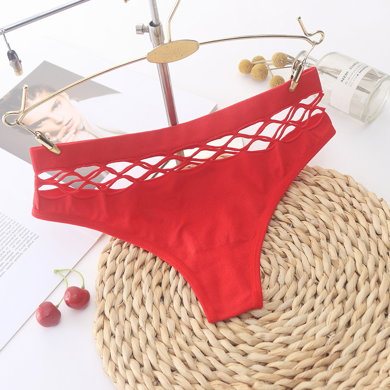 Women's T Pants Underwear Fishnet Hole Hollow Sports Women's Triangle Thong Fitness Underwear Women's Seamless