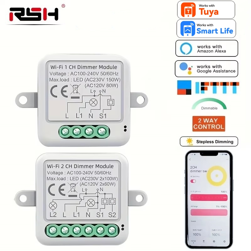 for Tuya Wifi / ZigBee Smart Dimmer Switch Module 2 Way Dimmable Light Switch APP Remote Control Work With Alexa Home