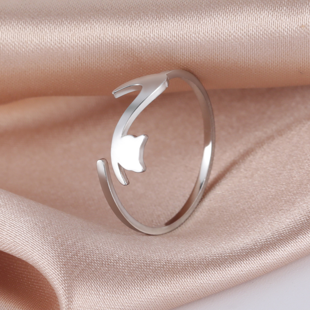 Lemegeton Cute Lazy Little Cat Rings Pattern Exquisite Leisure Circle Jewelry Minimalism Daily Wear Women Decoration Finger Hoop