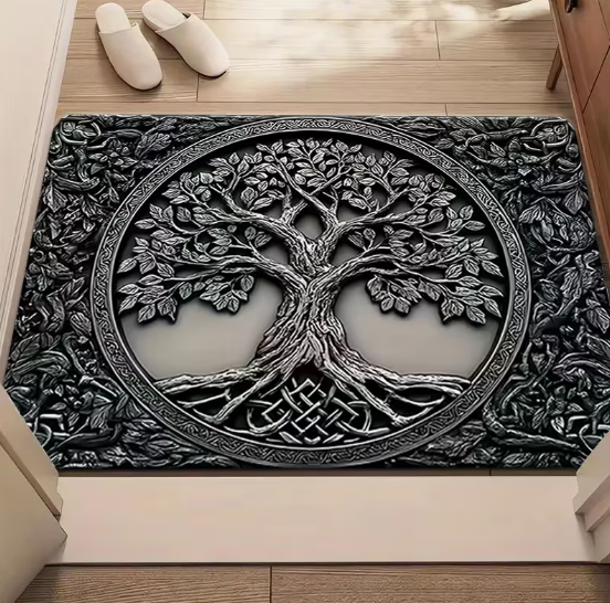 Celtic Tree of Life Non Slip Entrance Mat Outdoor Door Mat Kitchen Garage Office Courtyard Terrace Decoration Indoor Carpet
