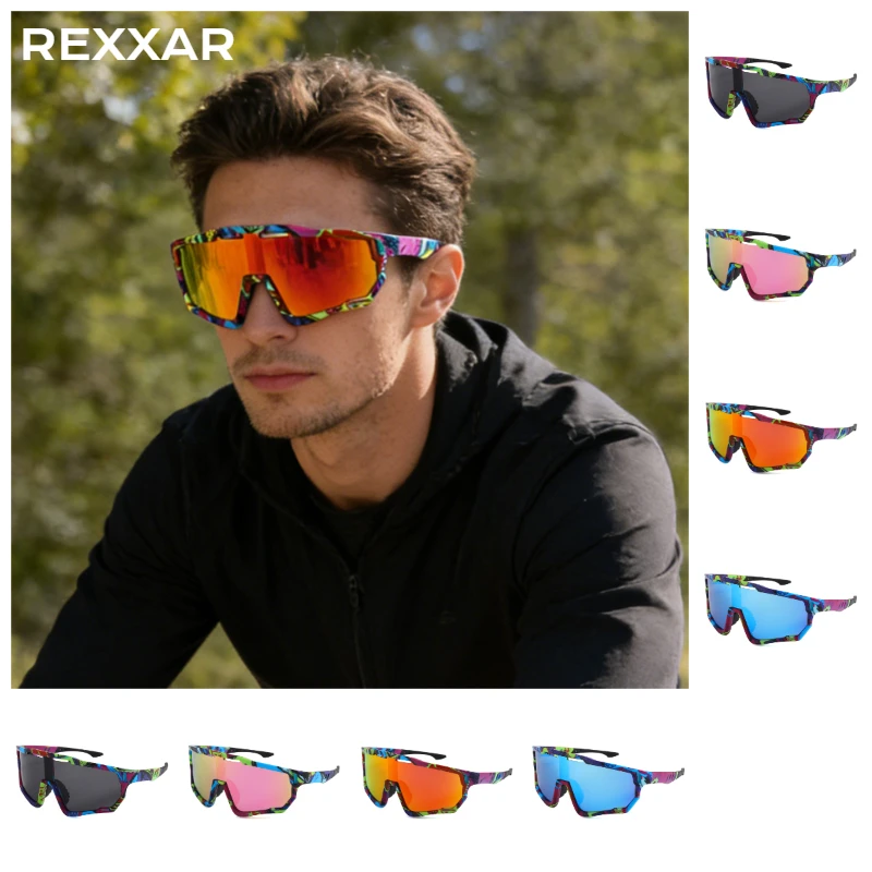 REXXAR New Cycling Sunglasses for Men Women Outdoor Sports Running Drving Sun Glasses UV400 Road Running Bike Bicycle Goggles