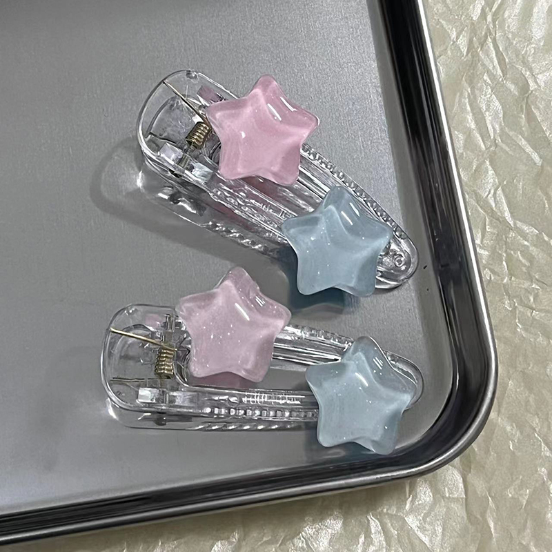 New Cute Pink Blue Star Pentagram Hair Clip Student Girls Sweet Charm Lovely Hairpin Aesthetics Y2k Hair Accessories For Women