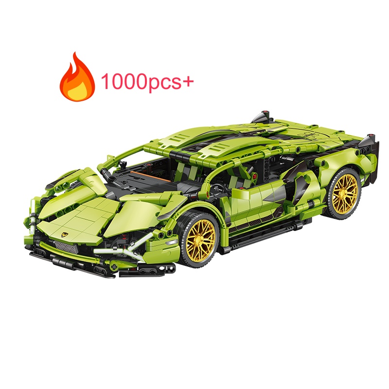 NEW 2025 Technical Racing Power Sport Car Building Blocks,Green Speed Supercar ,MOC Bricks ,Birthday for Boys
