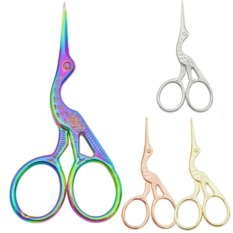 1pc Retro Crane Scissors Cross Stitch Antique Black Vintage Cute Small Sewing Scissor Hand-Cut Sewing Tools